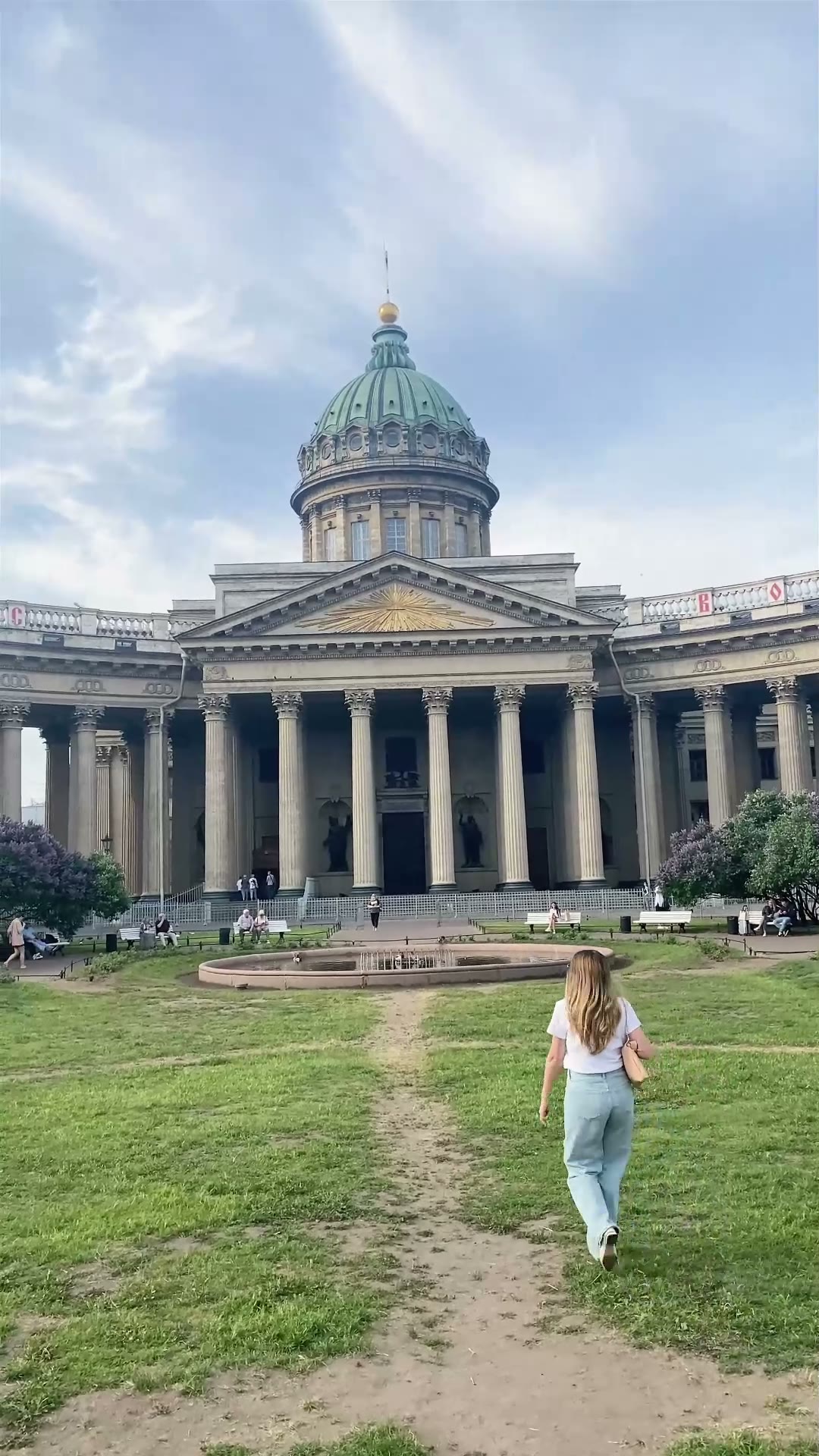 A giant CGI book standing in a city park