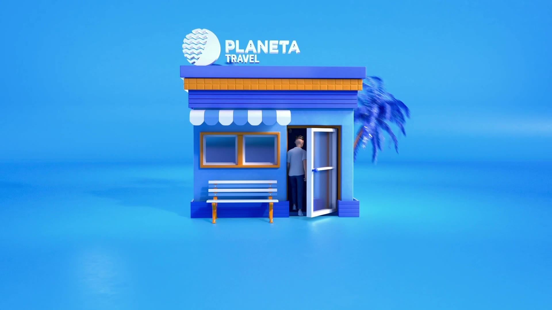 A frame of the Planeta Travel 3D animation